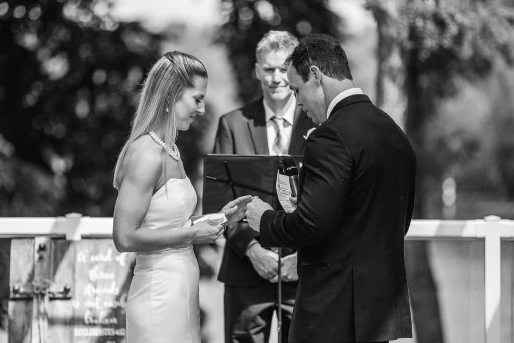 Bride getting ready Black and white photo of a bride and groom exchanging their vows.