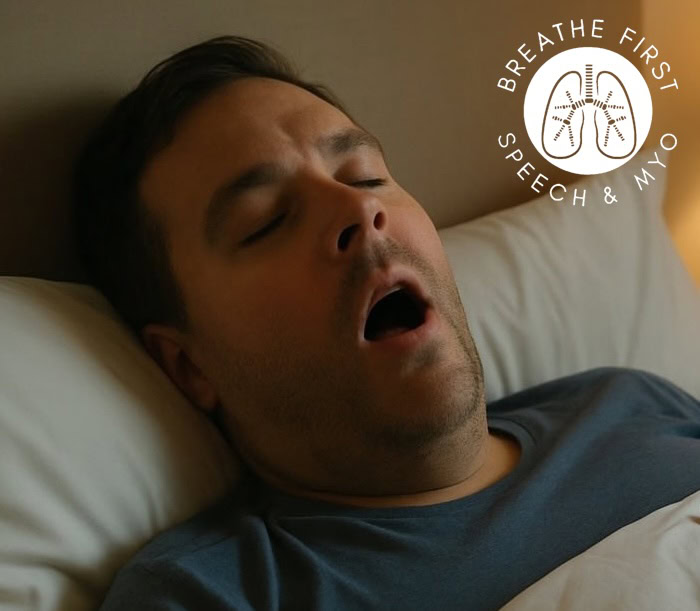 Man experiencing mouth breathing and snoring during sleep.