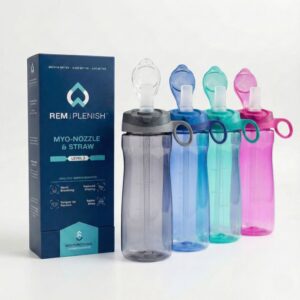 Plenish MYO-Nozzle & Straw portable inhaler with colourful design for respiratory health.