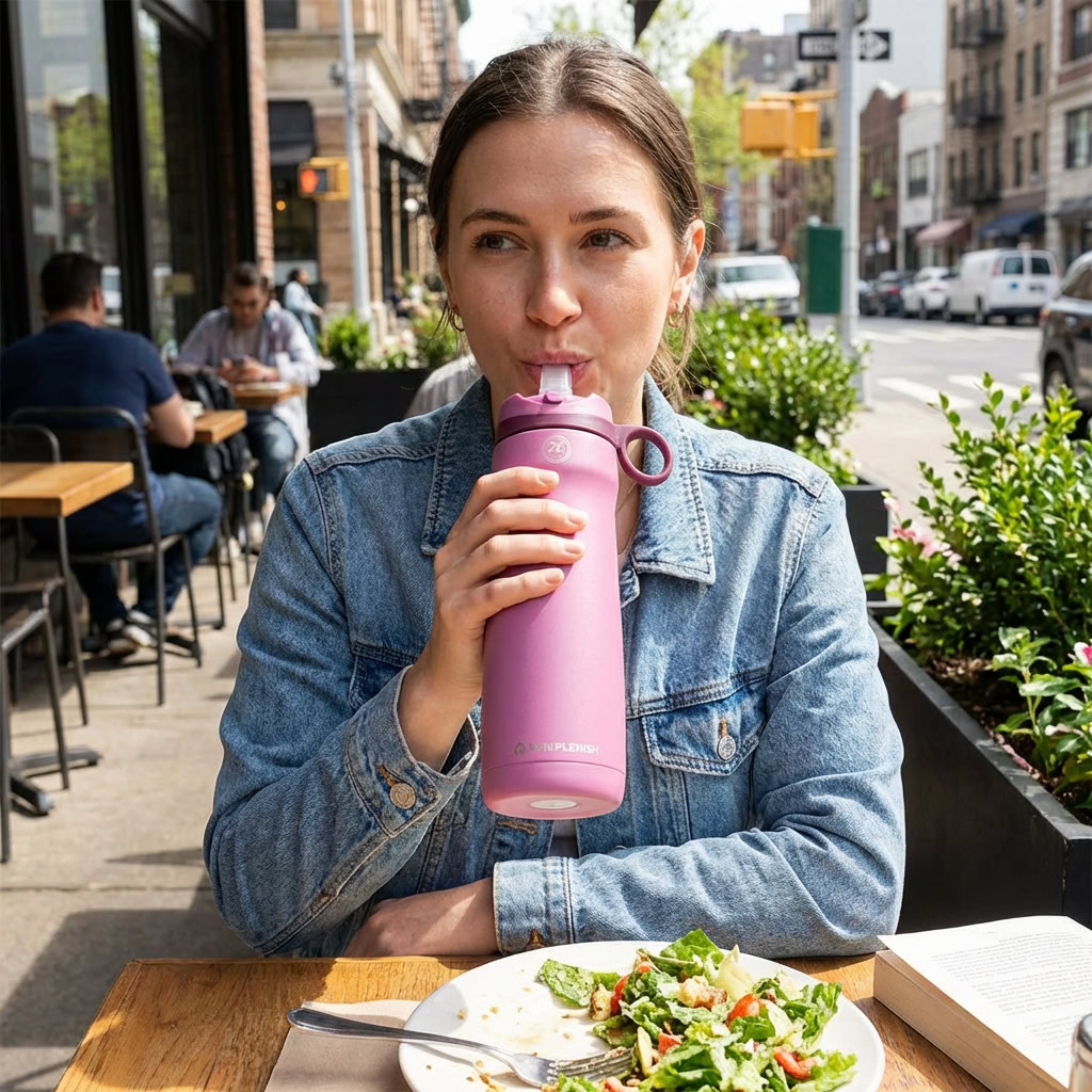 Build better breathing habits throughout your working day, at your desk, on your lunch break, or between tasks. Just drink.