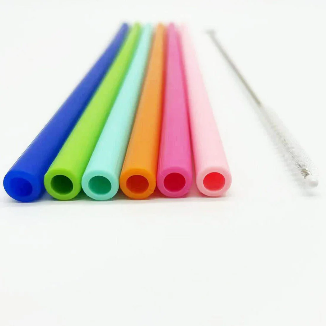 Brightly coloured silicone straws ideal for sustainable hydration and reducing plastic waste.