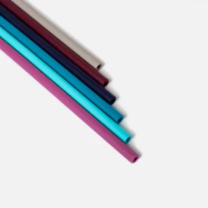 Close-up of the open ends of REMplenish silicone straws in the Stone Collection colours