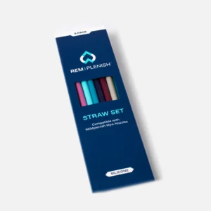 REMplenish Silicone Straws 6-Pack, Stone Collection, in its retail box
