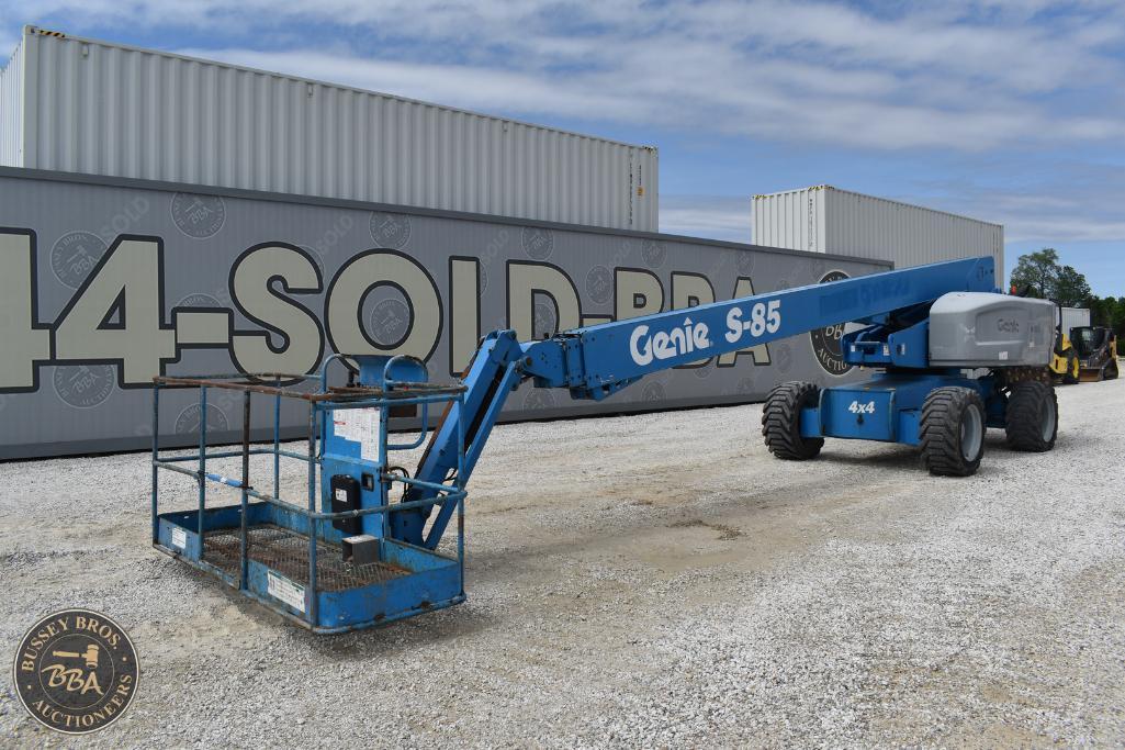 GENIE S-85 boom lift for sale at Bussey Bros Auctioneers, ideal for construction and maintenance pro.
