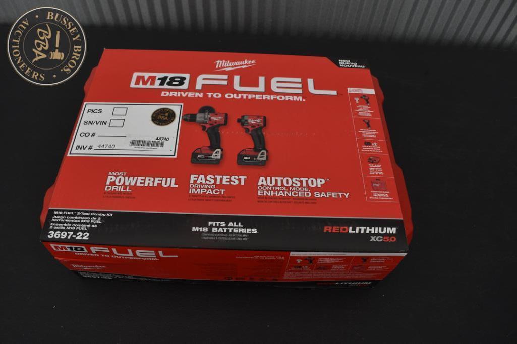 Milwaukee M18 Fuel power tools box with two cordless drills for professional use.