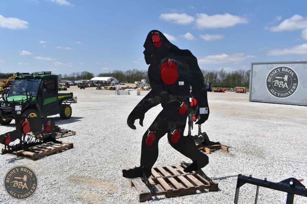 Animal target sculpture at Bussey Bros Auctioneers, designed for shooting practice, displayed outdoo.