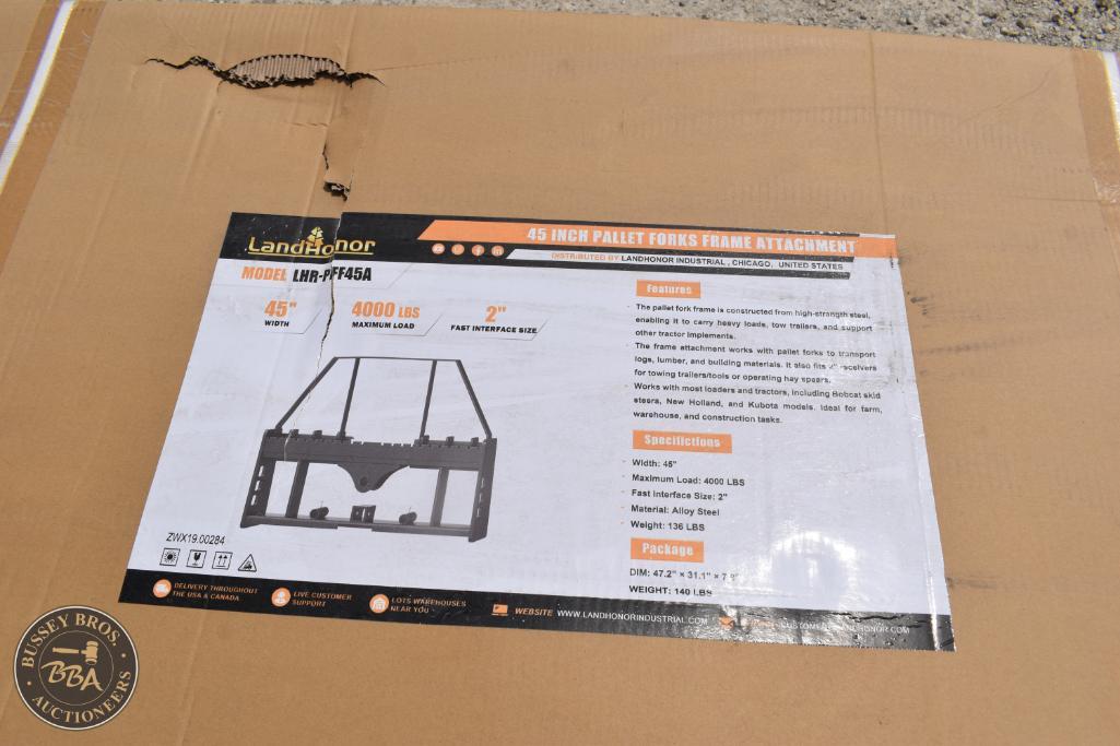 Pallet Forks for Loader, 45-inch, 4000 lbs capacity, heavy-duty steel.