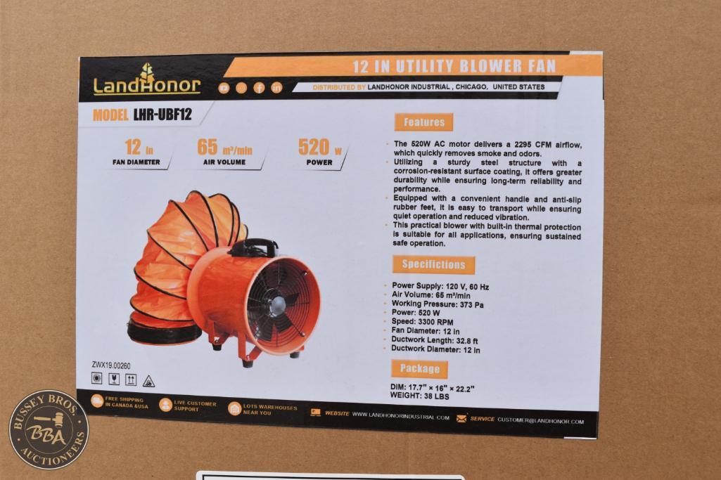 High-capacity 12-inch utility blower fan with 520W power for industrial applications.