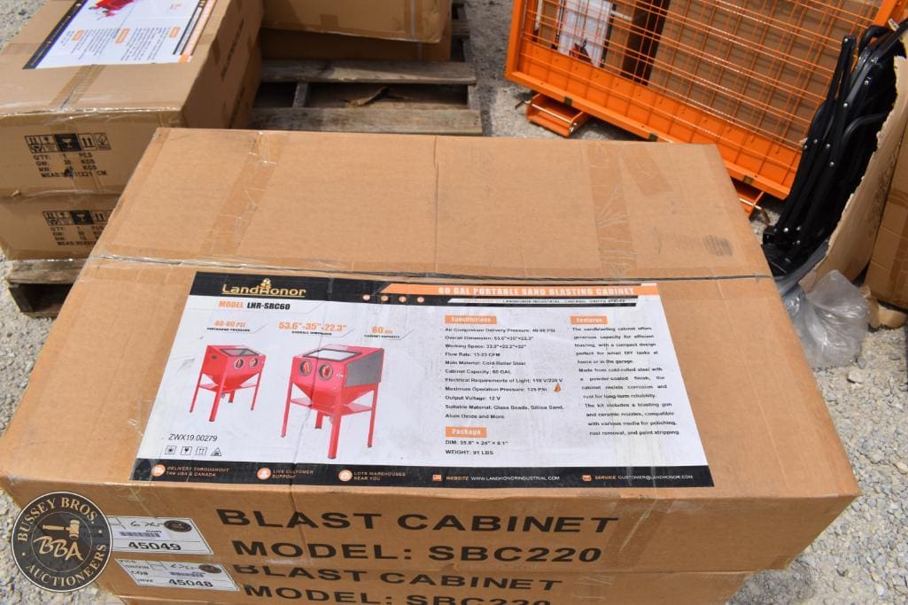 Blast cabinet model SBC220 in original packaging.