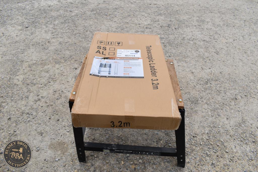 Sturdy portable workbench with a wooden top and black metal legs, ideal for workshops and DIY projec.