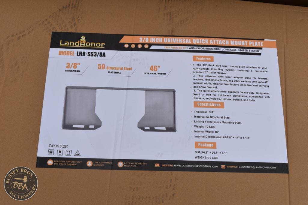 Landhonor 3/8 inch universal quick attach mount plate for heavy-duty equipment.