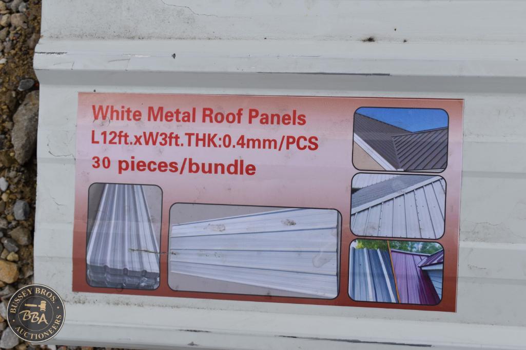 White metal roof panels, 12ft x 3ft, THK 0.4mm, 30-piece bundle, ideal for roofing and building appl.