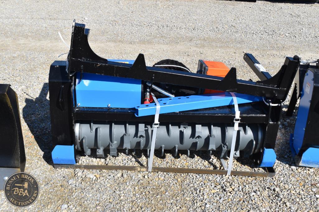 Rotary tiller attachment for tractors, ideal for soil preparation and cultivation.