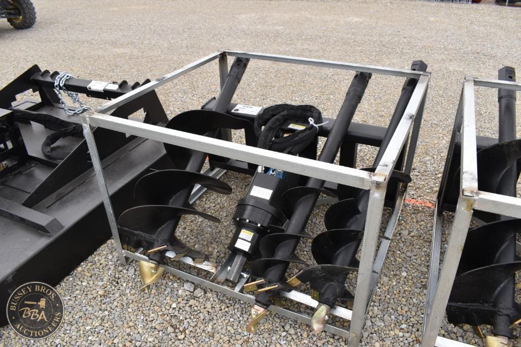 Heavy-duty excavator auger attachment for earth drilling.