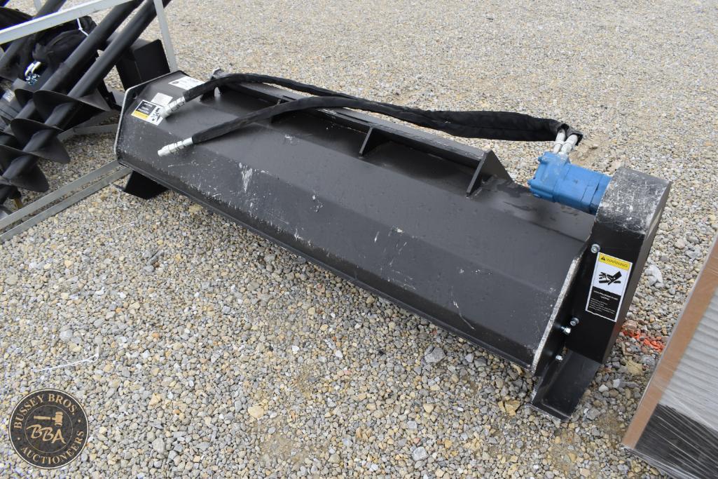 Heavy-duty farm implement attachment with hydraulic connection, ideal for agricultural use.