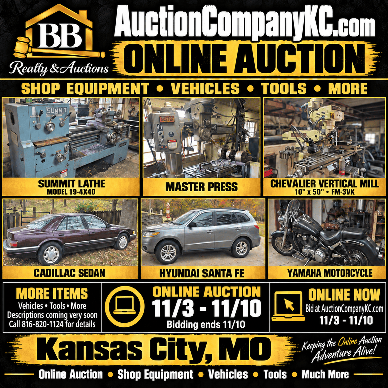 Kansas City Online Auction Equipment Flyer
