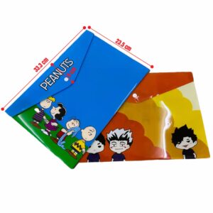 บริการรับสั่งทำแฟ้มกระดุมพลาสติกพิมพ์ลาย (Custom Snap Folder) ขนาดมาตรฐาน 33.3 x 23.5 ซม. ผลิตด้วยวัสดุพรีเมียม งานพิมพ์สีสดคมชัดทึบแสง