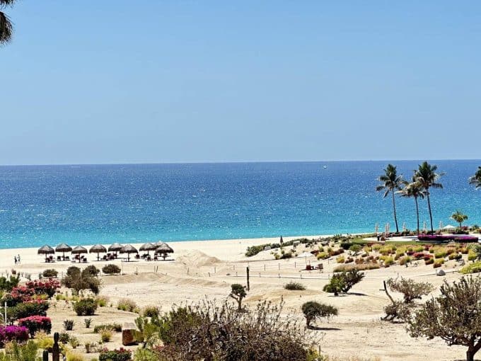 Beach With Palapas Seen From Casa Del Mar, Cabo Real