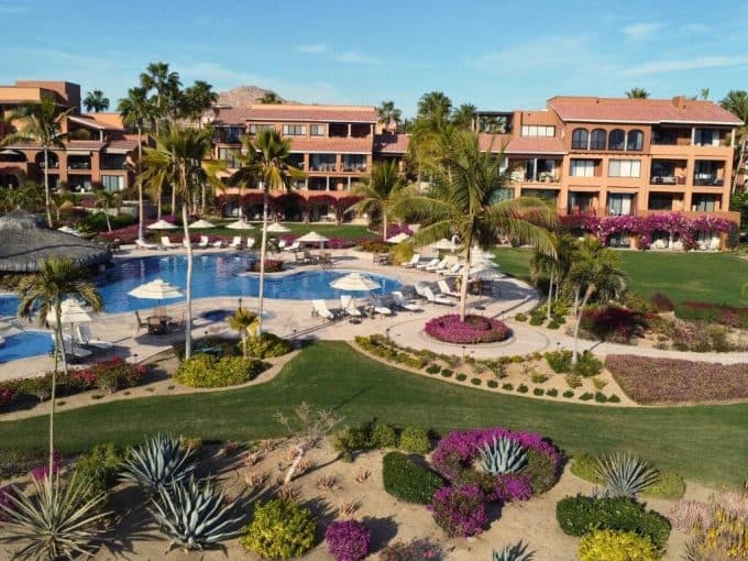 Aerial View Of The Casa Del Mar Pools And Gardens In Cabo Real