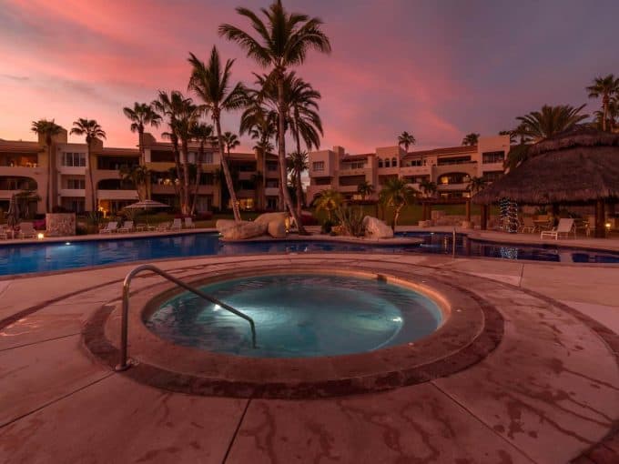 Hot Tub And Pool At Sunset, Gardenias, Cabo Real