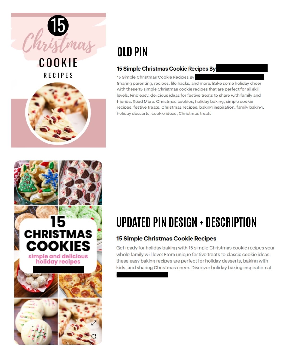 Pinterest case study before and after pin designs