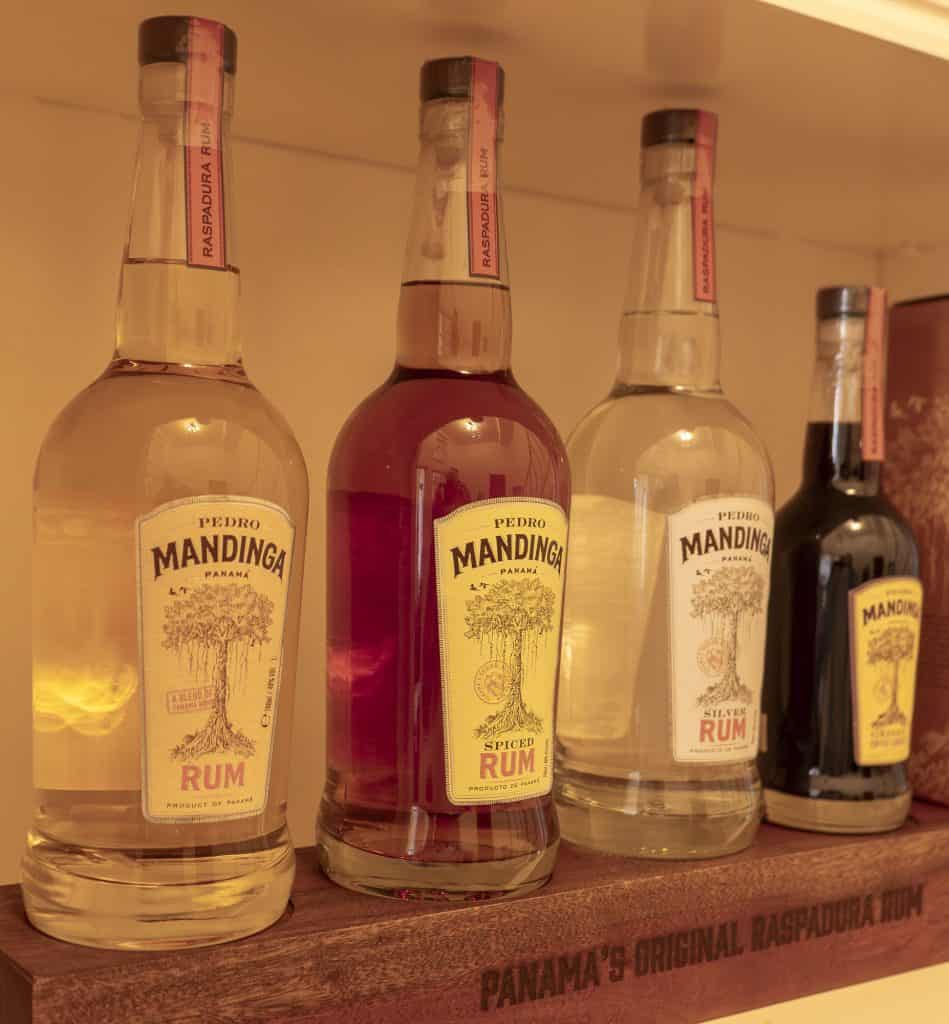 Bottles of Pedro Mandinga rum on display at El Motete gift shop in Casco Viejo
