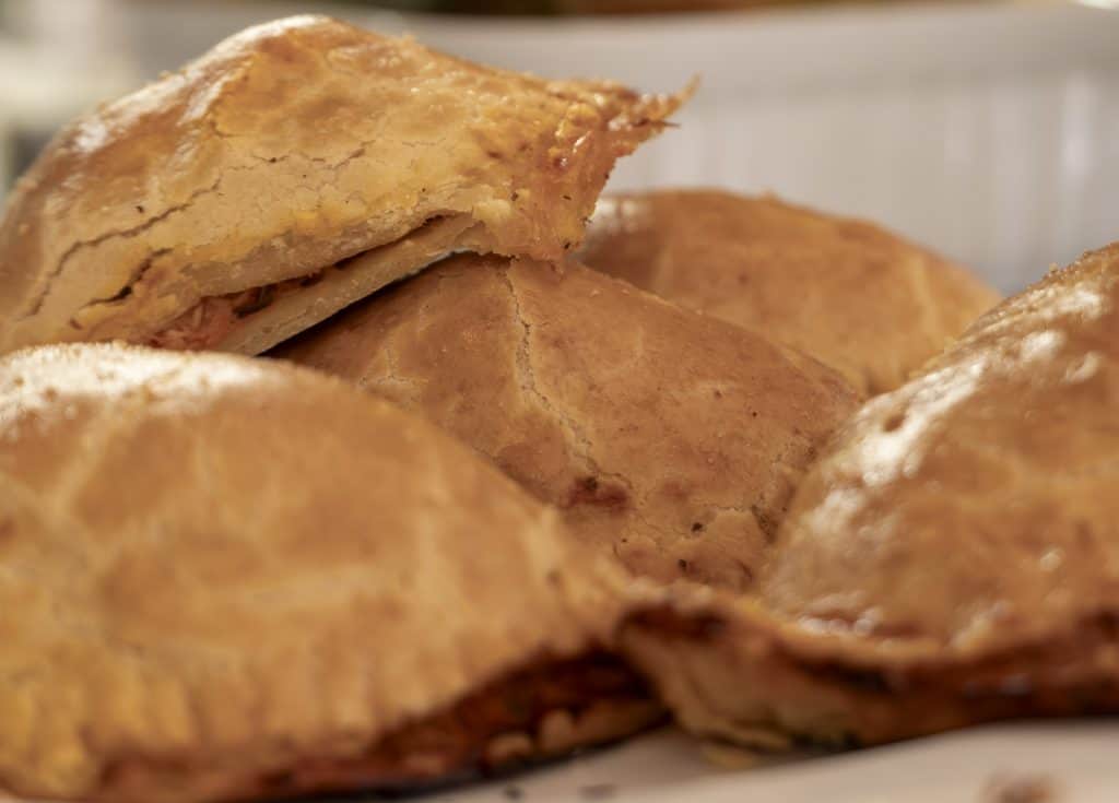 Golden homemade empanadas served fresh at Super Gourmet café in Casco Viejo