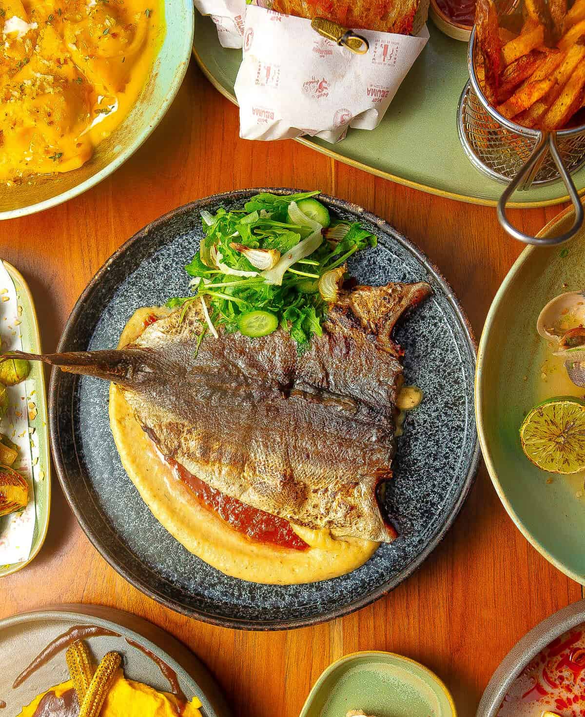 Seafood dish served at BRUMA seafood and wine restaurant in Casco Viejo, Panama