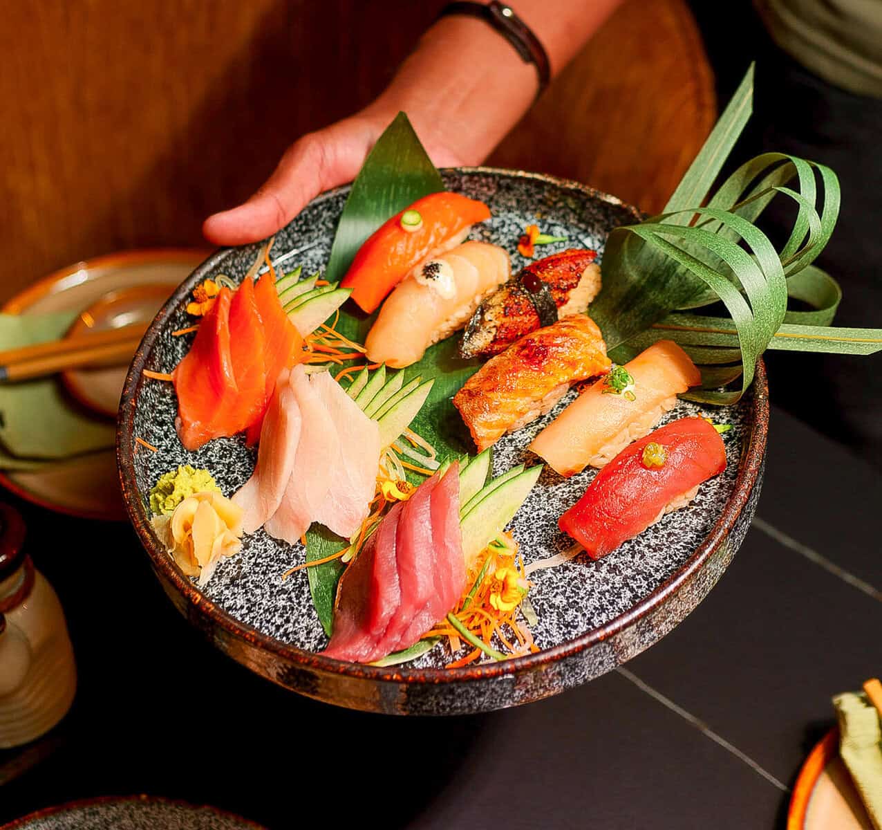 Assorted sushi platter at La Bárbara speakeasy in Casco Viejo, Panama