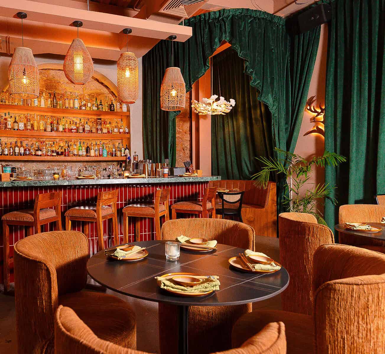 Interior of La Bárbara speakeasy sushi and cocktail bar in Casco Viejo, Panama