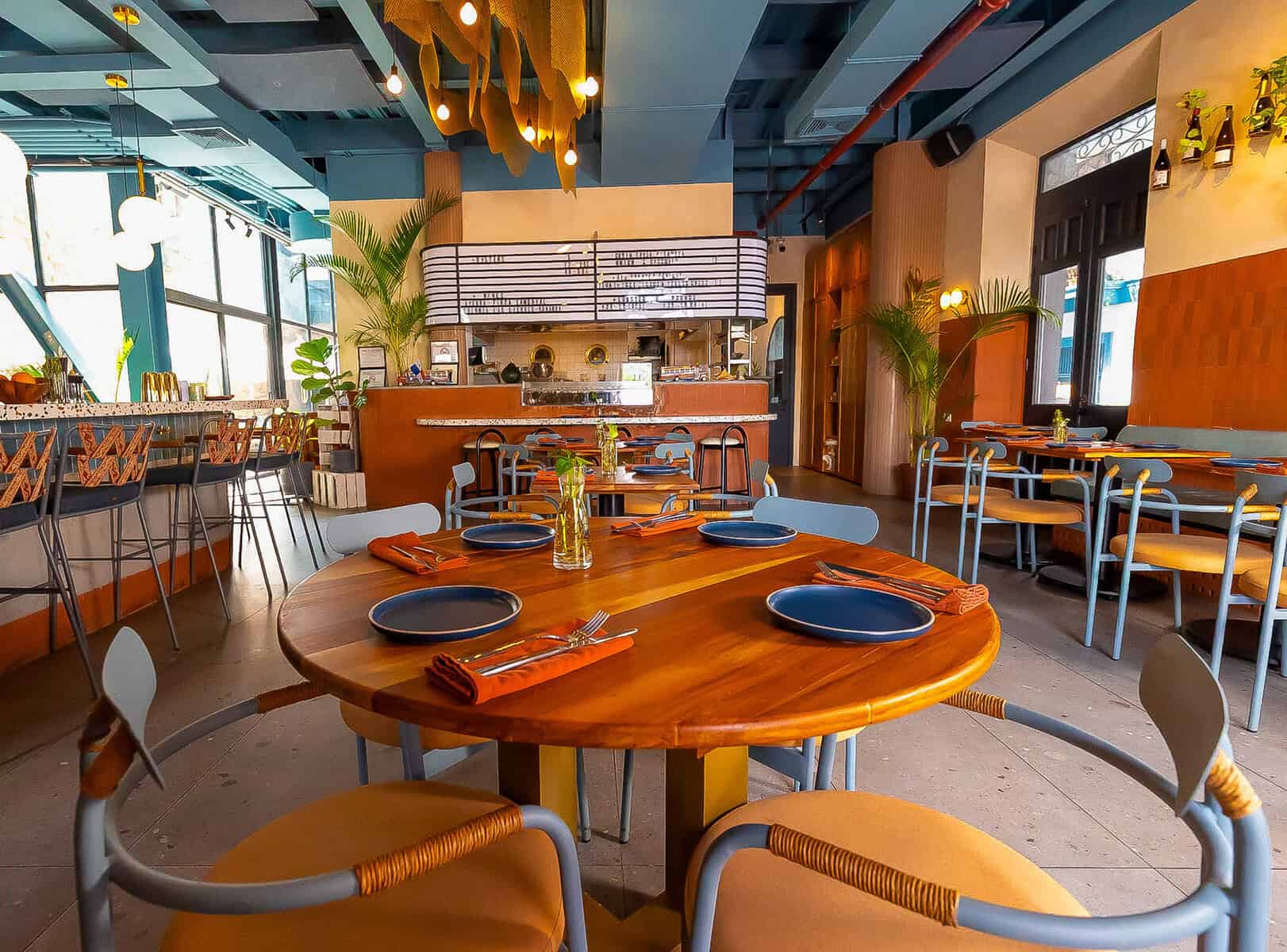 Interior dining room at BRUMA seafood and wine restaurant in Casco Viejo, Panama