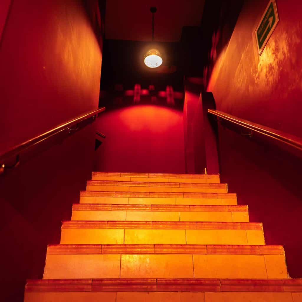 Staircase leading to the private dining room at Element Bar Casco Viejo