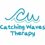Catching waves therapy logo with ocean wave design.
