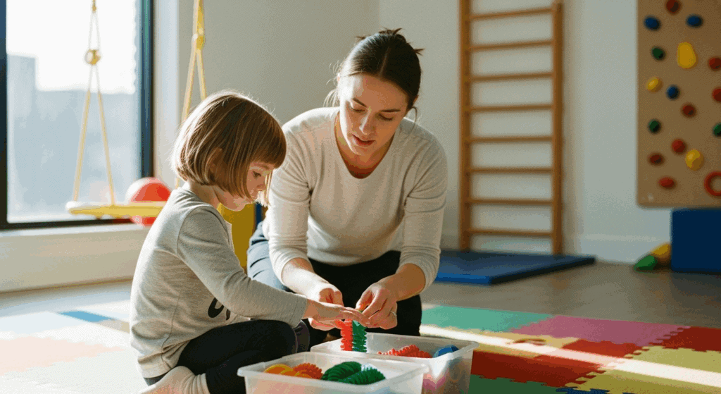 Child therapy activities for children with special needs at Catching Waves Therapy, focused on sensory play and developmental support.