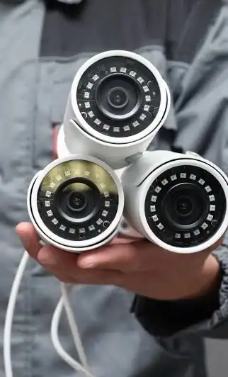 CCTV AMC Services in Dubai​ - A man Holding 3 CCTV in Hand