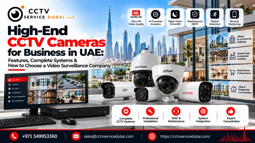 High-End CCTV Cameras for Business in UAE: Features, Complete Systems & How to Choose a Video Surveillance Company