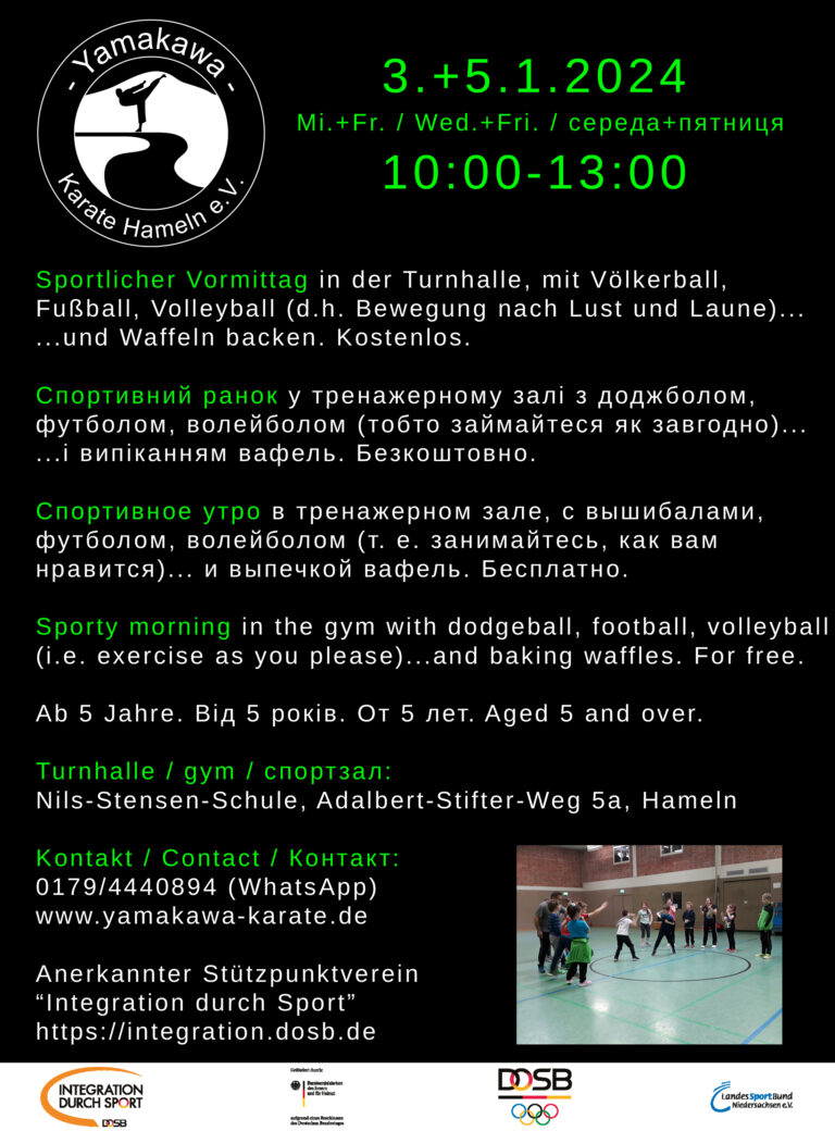 Sportmorgen mit Fußball, Volleyball und Waffeln backen.