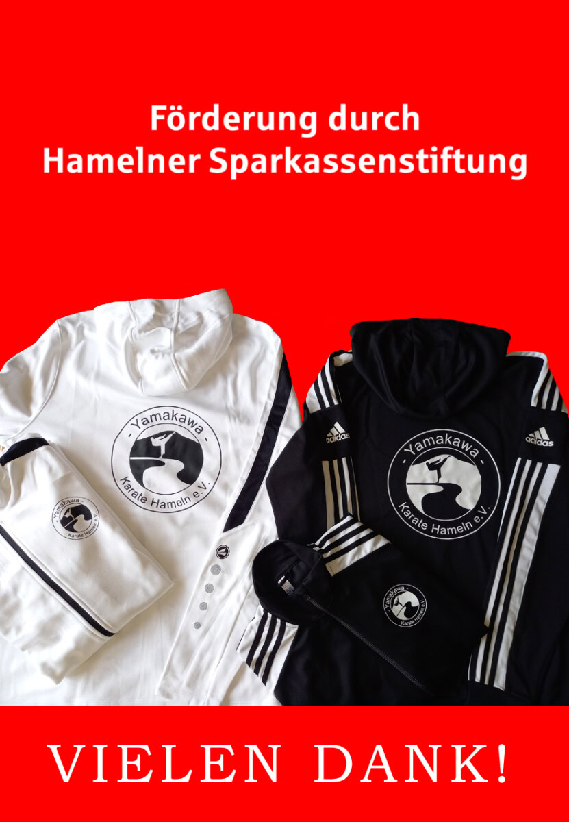 Sportbekleidung und Dank an Sparkassenstiftung.