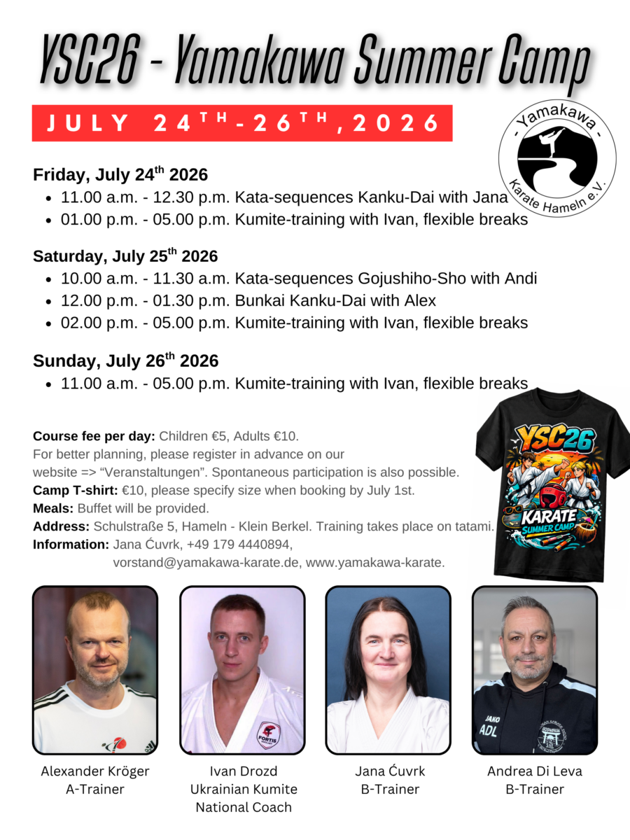 Poster YSC26 Yamakawa Karate Summer Camp 2026