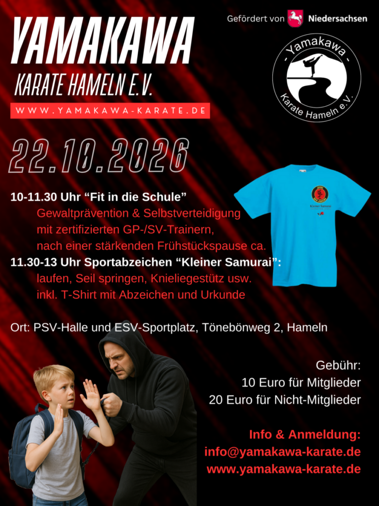 Plakat für Karate-Workshop zur Gewaltprävention in Hameln