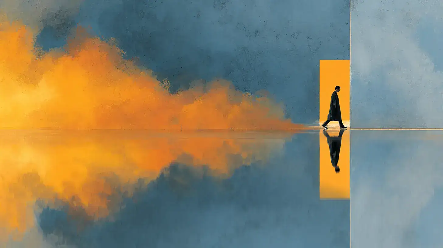 Illustration onirique d'une silhouette avançant avec assurance