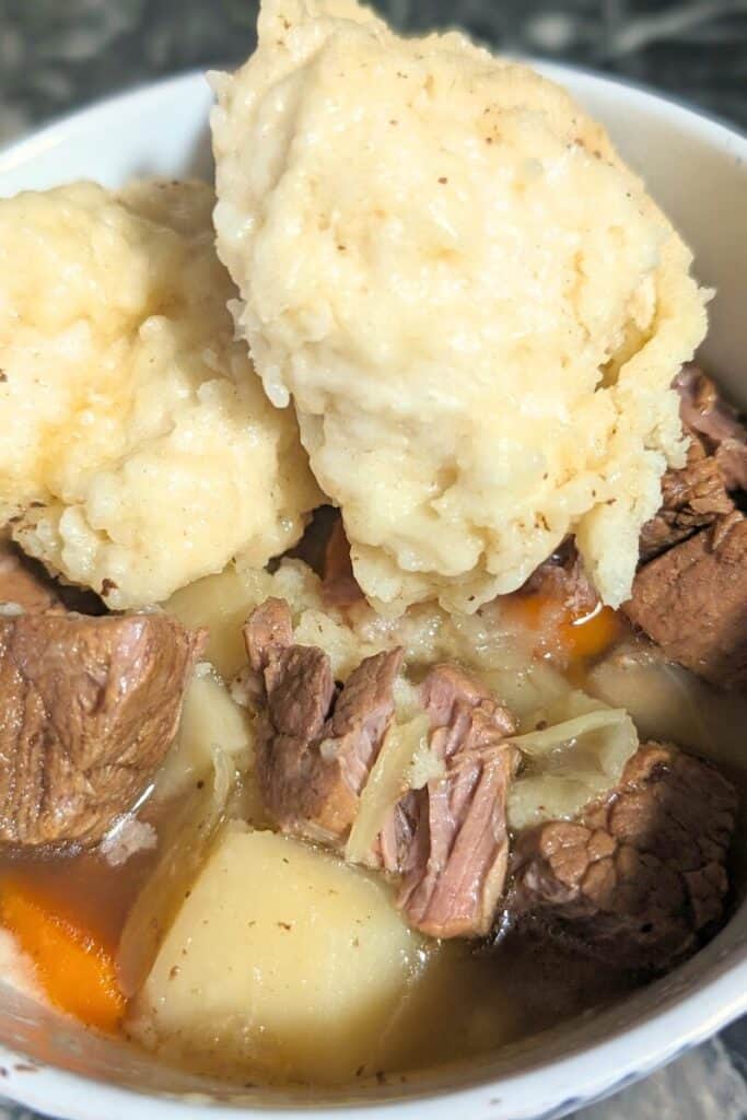 Irish beef stew with fluffy steamed dumplings (2)
