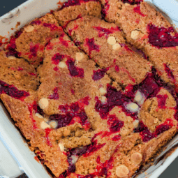 caramelized butter raspberry white chocolate blondies