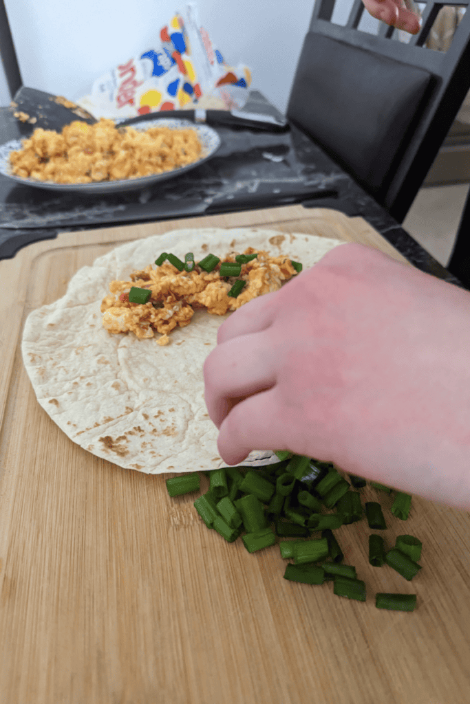add some green onion to the wrap