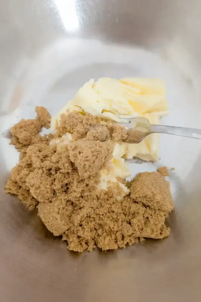 mix in brown sugar to butter