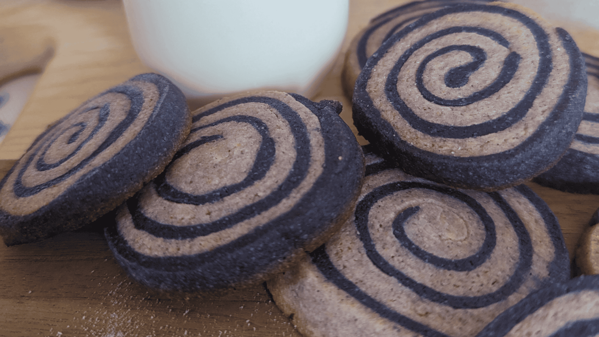 Taro blue pea flower pinwheel cookies