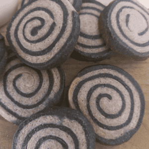 taro blue pea flower pinwheel cookies