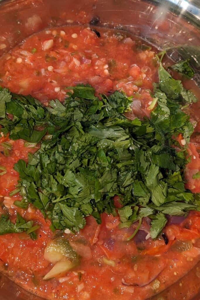 adding chopped fresh cilantro