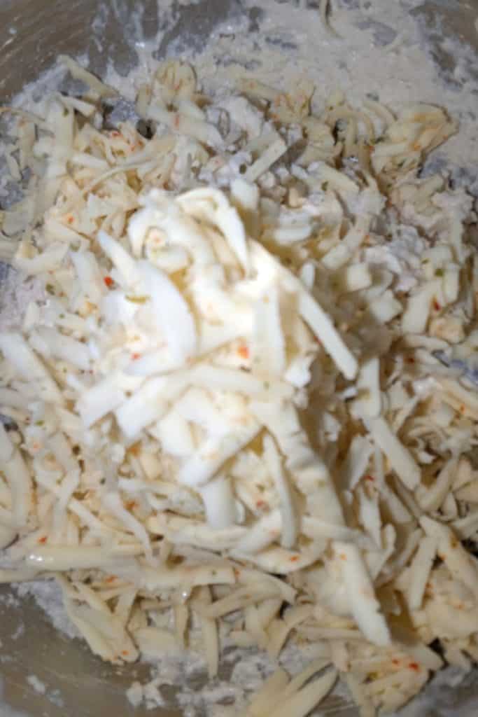 add cheese and onion to biscuit dough