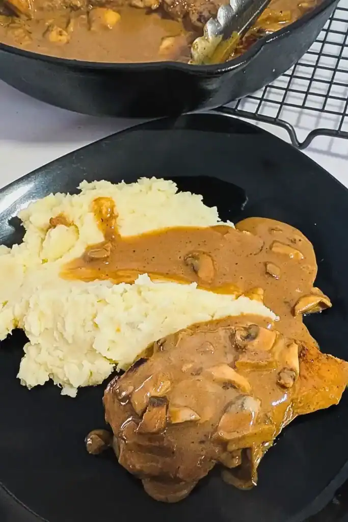 mushroom gravied pork chops